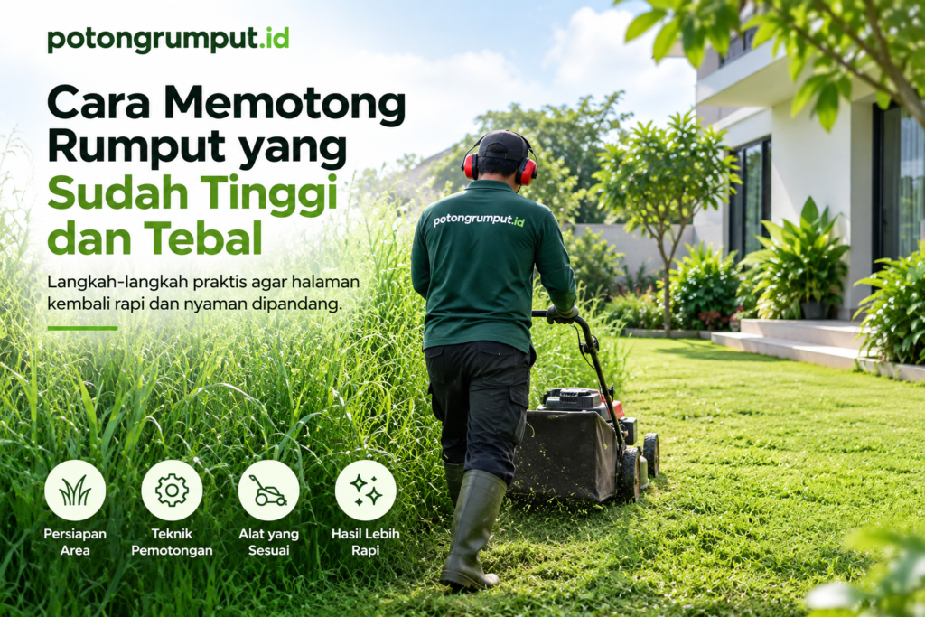 Cara memotong rumput yang sudah tinggi dan tebal